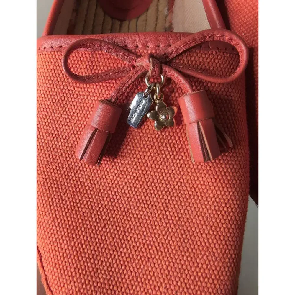 Coach Madison Tassel Bow Espadrille Flats Designer Orange NWOT 5.5